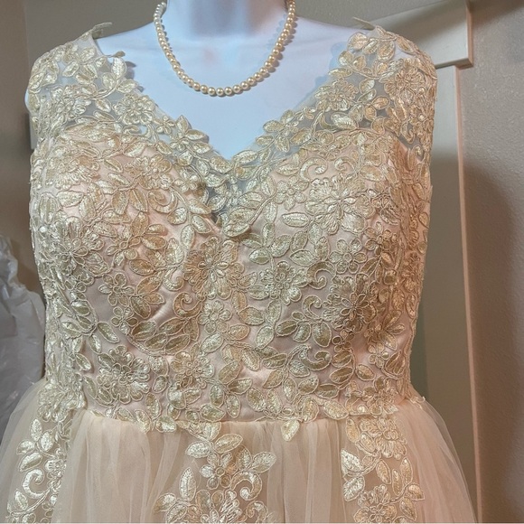 🩰 Vintage-Inspired Lace Tulle Tea Length Dress – Size 16 - Picture 3 of 7
